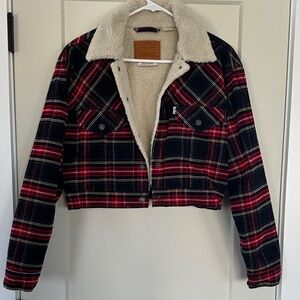 Levi's Red and Black Plaid Sherpa Jacket